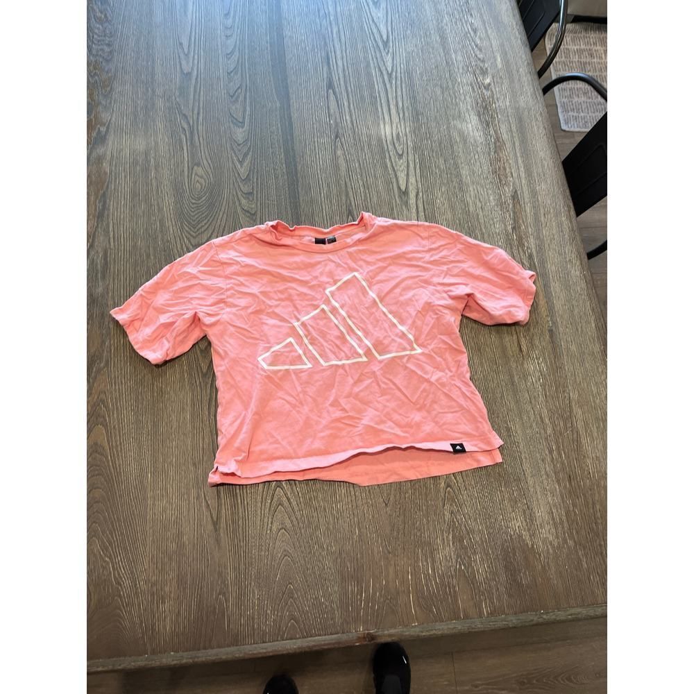 Adidas Crop Tee Short Sleeve Logo Print Crewneck Pullover Cotton Pink Size S